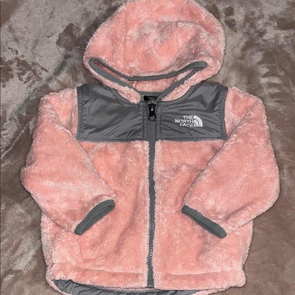 The North Face Pink and Gray Hooded Fleece